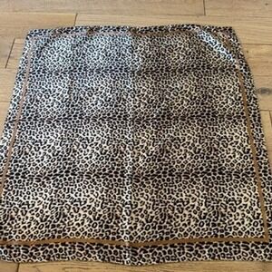 Leopard Print Scarf 100% Silk Brown Excellent Cond. Square Animal Print (1727)